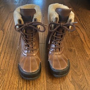 Boys UGG Waterproof Shearling & Leather Boots